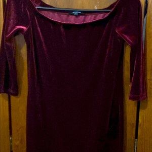 Red velvet womens club dress. Short and tight